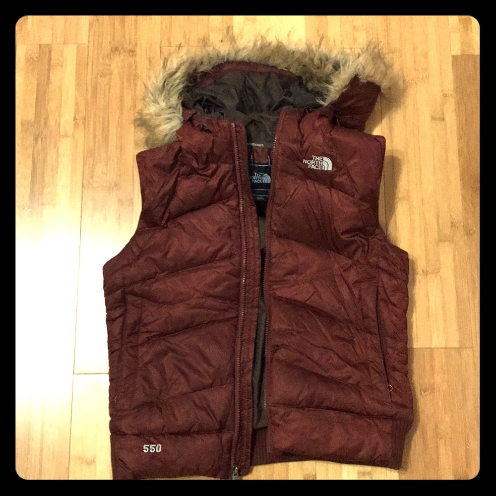 Maroon North Face Down Puffer Vest